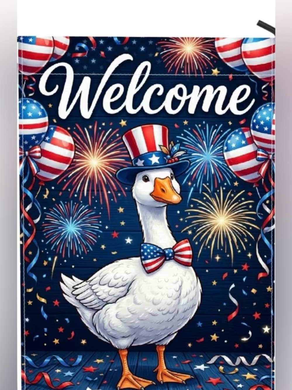 Patriotic Goose Welcome Garden Flag - Red White Blue